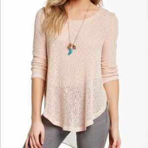 lush hi low sheer back sweater